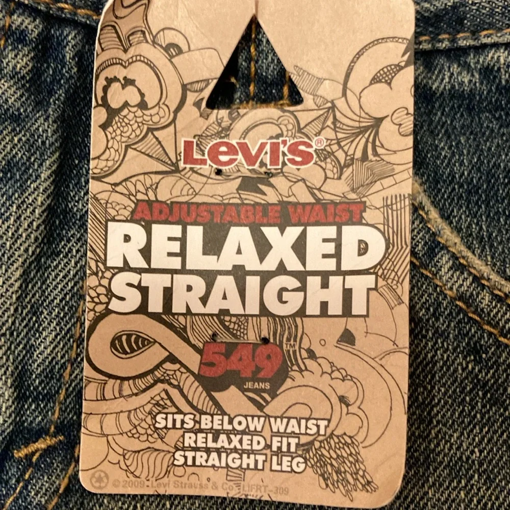 NWT Boys Levi 549 Relaxed Straight Blue Denim Jeans Adjustable Waist Sz 7X Slim